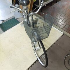 27インチ 自転車 ママチャリ シティサイクル ブラック×シルバー カゴ