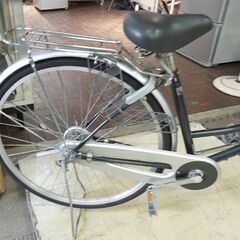 27インチ 自転車 ママチャリ シティサイクル ブラック×シルバー カゴ