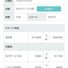 【ネット決済・配送可】ENHYPEN　京セラドーム　チケット2枚