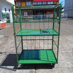 本宏製作所　カゴ台車　棚板付き　緑　Ｗ1100『中古美品』複数入荷！