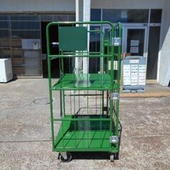 本宏製作所　カゴ台車　棚板付き　緑　Ｗ1100『中古美品』複数入荷！