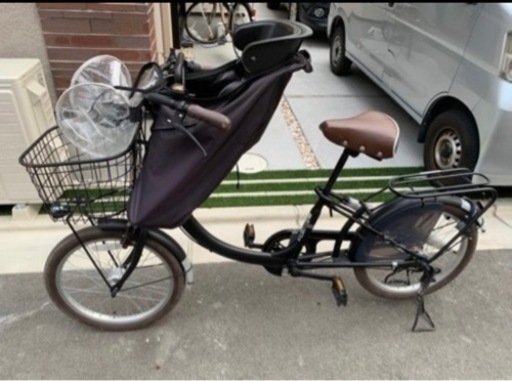 子供乗せ自転車(前チャイルドシート、レインカバー付き)