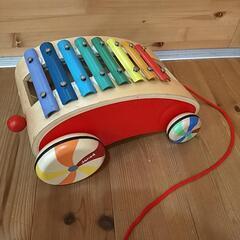 鉄琴シロフォン 引き車 木製知育玩具 ジャノー 