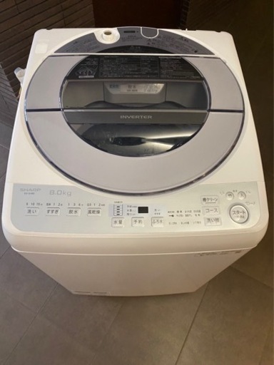 シャープ　洗濯機　8kg 美品　2019年製