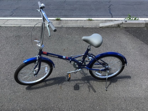 紺色折りたたみ中古自転車整備済