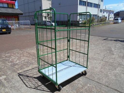 本宏製作所　カゴ台車　アルミ床板　緑　Ｗ1100『中古美品』複数入荷！