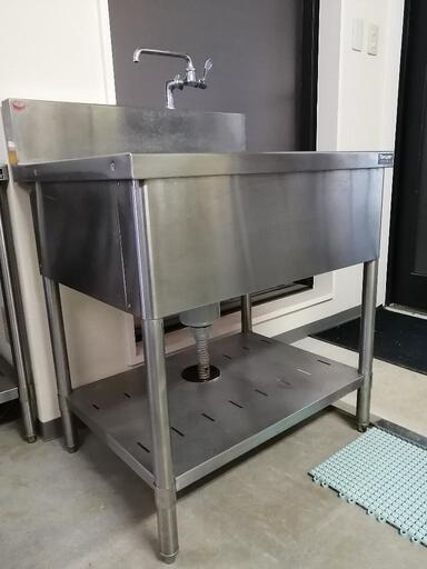 【マルゼン】一槽シンク BS1-076  幅750×奥行600×高さ800(mm)　自在水栓付き