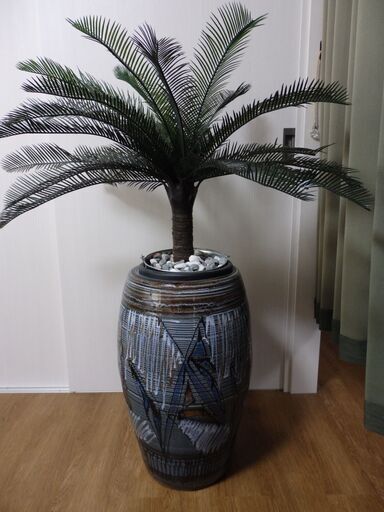 人工観葉植物 ヤシの木 ＆アジアン風インテリア大型vase壺