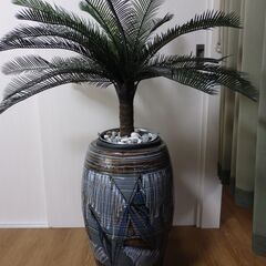 人工観葉植物 ヤシの木 ＆アジアン風インテリア大型vase壺
