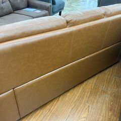 【値下げしました!!】マナベインテリア 3Pソファ 濃いキャラメル色 No.3587●茶色系 ブラウン系 ※現金、クレジット、ぺイペイ、スマホ決済対応※