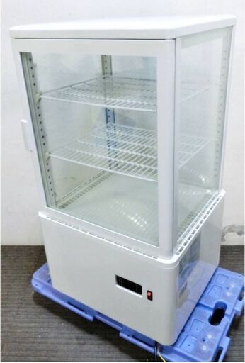 高年式　動作良好　KIJIMA　城島　冷蔵ショーケース　業務用　4面ガラス　HJR-FG60SWT　60L　卓上　小型　2021年製　LED庫内灯　可動棚