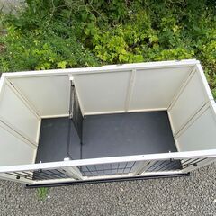 決まりした！木製 ペット用 仕切り付 オシャレ ゲージ 犬小屋 2ドア