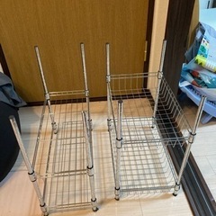 小型アルミ製ラック・棚　2セット【キッチン下や文房具等】