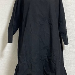 CREA ひざ丈 ワンピース ブラック系 韓流 大きめMサイズ 七分袖
