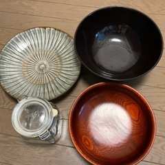 ⭐️まだまだ使える中古品⭐️大皿、イタリア製ガラスの入れ物、木材...