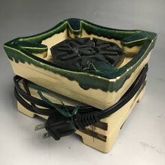 🔷🔶🔷FI22/87　野々田商店 電熱器 通電確認済み 茶道具 卓上江戸火鉢 織部 卓上電熱器 卓上ミニコンロ 電気コンロ 昭和レトロ 電熱ヒーター🔷🔶🔷