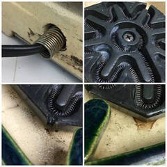 🔷🔶🔷FI22/87　野々田商店 電熱器 通電確認済み 茶道具 卓上江戸火鉢 織部 卓上電熱器 卓上ミニコンロ 電気コンロ 昭和レトロ 電熱ヒーター🔷🔶🔷