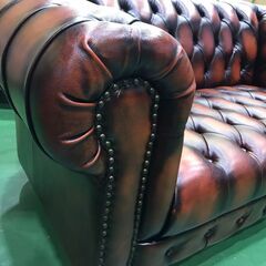 【愛品館八千代店】チェスターフィールドタイプ　2人掛　本革ソファ