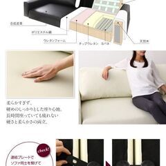 未使用　フロアローソファ　2.5人掛け　ワイド肘　背もたれハイ　ブラックレザー調 未使用訳あり フロアローソファ 2人掛け 2P 背もたれハイタイプ ワイド