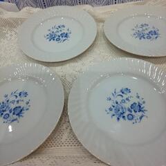 HOYA 青い 綺麗な模様の ケーキ皿/パン皿 × 4枚