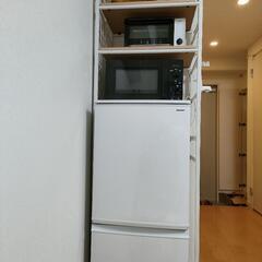 冷蔵庫、電子レンジ、トースター＋冷蔵庫ラック 4点セット