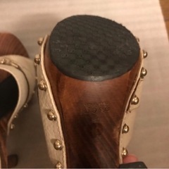 美品☆GUCCI・グッチ・サンダル・白（本革）×ウッド・グッチマーク・21.5㎝
