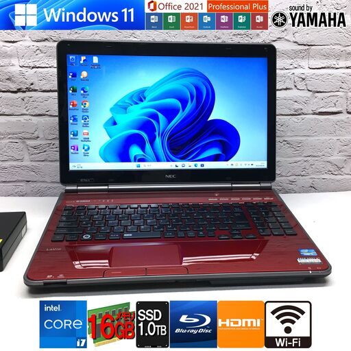 美品★メモリ16GB/新品SSD1000GB/最強 i7-2nd Gen【NEC LL750/E】最新Win11/MS Office2021★YAMAHA サウンド/Wi-Fi/Blu-ray/長期保証（管理：08300127）
