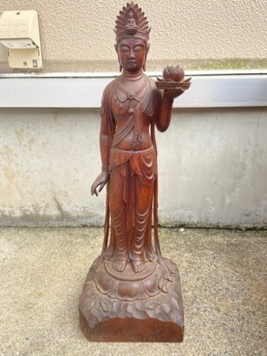 骨董　アンティーク　レトロ　昭和初期　木彫　観世音菩薩