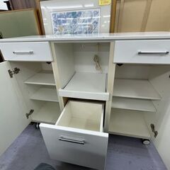 レンジボードカウンター キャスター付き ホワイト 幅約120cm キッチン