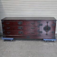 T340)川野工芸 筑後民芸 幅168cm 整理箪笥 タンス ケヤキ 欅