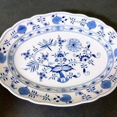 マイセン（Meissen）、ブルーオニオン
、楕円皿、素人採寸ですが縦:約25cm✕横:約36cm✕高さ:約5cm　