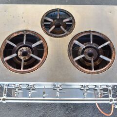 【ヤ取12/14終了】≪yt797ジ≫ マルゼン スタンダードタイプ ガステーブル MGT-096DS 都市ガス用 幅90cm/3口コンロ 動作未確認/現状品 50722-06