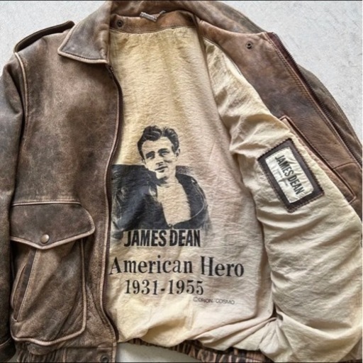 90s James Dean A-2 革ジャン フライトジャケット 本革 レザー 古着 レザージャケット