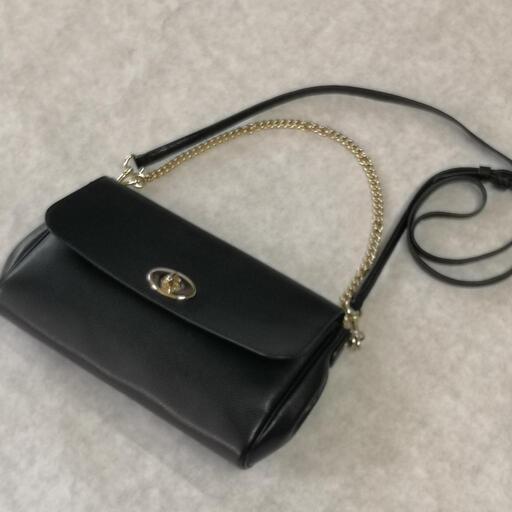 美品　COACH　コーチ　ハンドバッグ　ショルダーバッグ　ターンロック　チェーン　黒　ブラック　2way　F54849