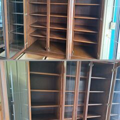 永尾物産 大型 木製 食器棚 水屋 収納棚 幅150cm×奥行45cm×高さ190cm