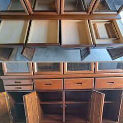 永尾物産 大型 木製 食器棚 水屋 収納棚 幅150cm×奥行45cm×高さ190cm