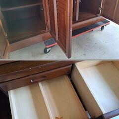 永尾物産 大型 木製 食器棚 水屋 収納棚 幅150cm×奥行45cm×高さ190cm