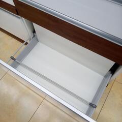 ★ジモティ割あり★ 値下げしました！ 堀田木工所 レンジボード ホワイト＆木目 H200×D49×W140.5 クリーニング済み OJ1813