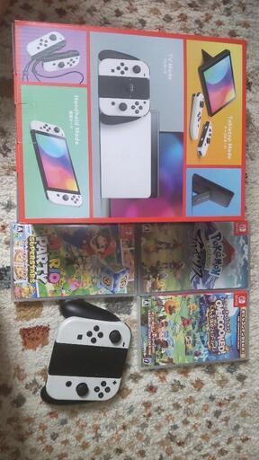 Switch本体とソフト(ポケモン、オーバークック、マリオパーティー)セット