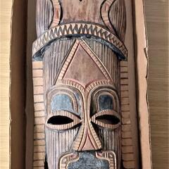 珍品 アフリカンマスク木製 木彫り