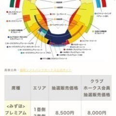 プレミアムシートS ペアチケット　野球　ソフトバンクホークス