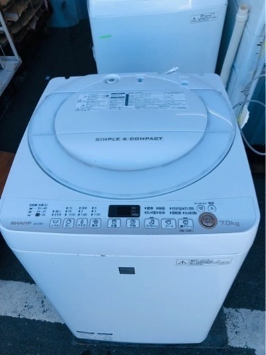 北九州市内配送無料　保証付き　SHARP 全自動洗濯機 ES-G7E3-KW 洗濯機本体