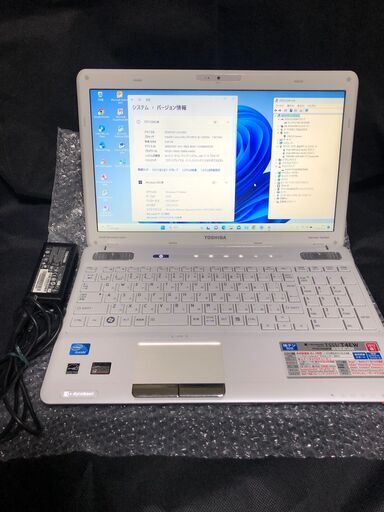 東芝 Qosmio T551/T4EW(PT551T4EBFW)・Dual-core-cel B815(2コア/2スレッド)・ブルーレイドライブ搭載・Windows11＆Officeインストール済・メモリー４GB・HDDは640GB・バッテリー使用可・地デジTVチューナー搭載・ベルベッティホワイト・中古美品