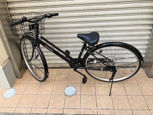自転車 27インチ カゴ ライト 鍵 ギア付き ブラック ママチャリ トロワ