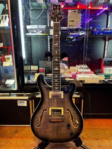 ① 函館・北斗市近郊 直接取引限定 Paul Reed Smith PRS SE Hollowbody II Charcoal Burst ポールリードスミス ホローボディⅡ チャコールバースト ハードケース付