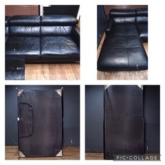 ☑️ヤフ売約済　首都圏送無料〜イタリア一流鞣本革30万総本革張頭部リクライニングコーナーソファー