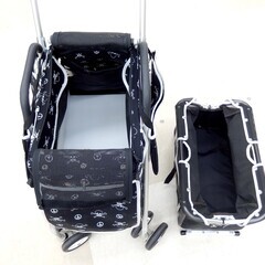 Mother Cart ペットキャリーカート 上下2段式 スカル柄 ブラック 収納
