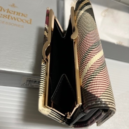 新品 Vivienne Westwood チェック柄3つ折りがま口財布