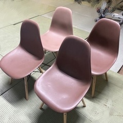 北欧風シンプルシェル型　チェア　椅子　ブラウン　4脚セット
