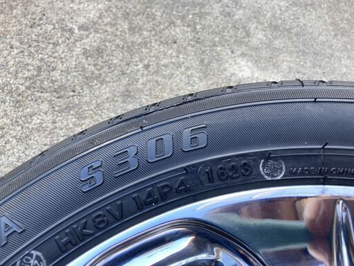 ヨコハマ新品タイヤ 155/65R14付!!メッキホイール◇5J 14in+45 4/100  